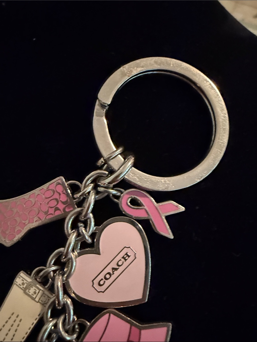 Coach Pink Multi-Charm Keychain with Heart, Boot & Purse - Picture 6 of 11